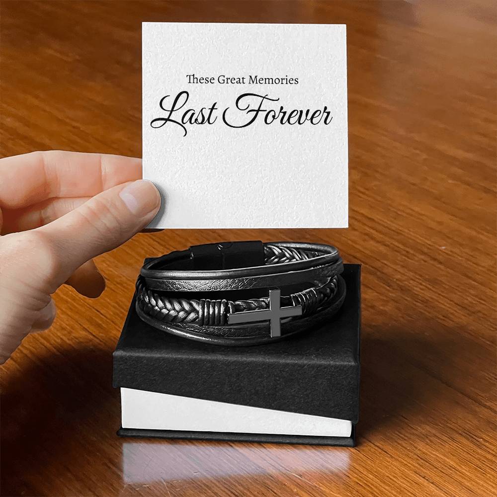 Men's Cross Leather Bracelet