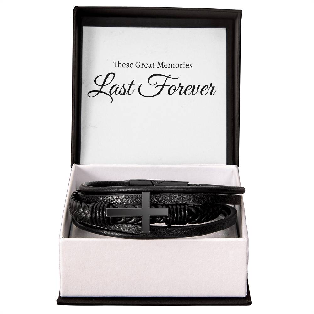 Men's Cross Leather Bracelet