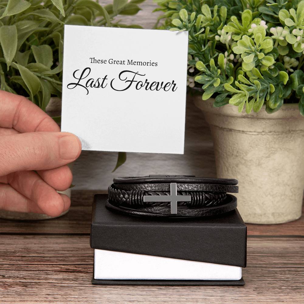 Men's Cross Leather Bracelet